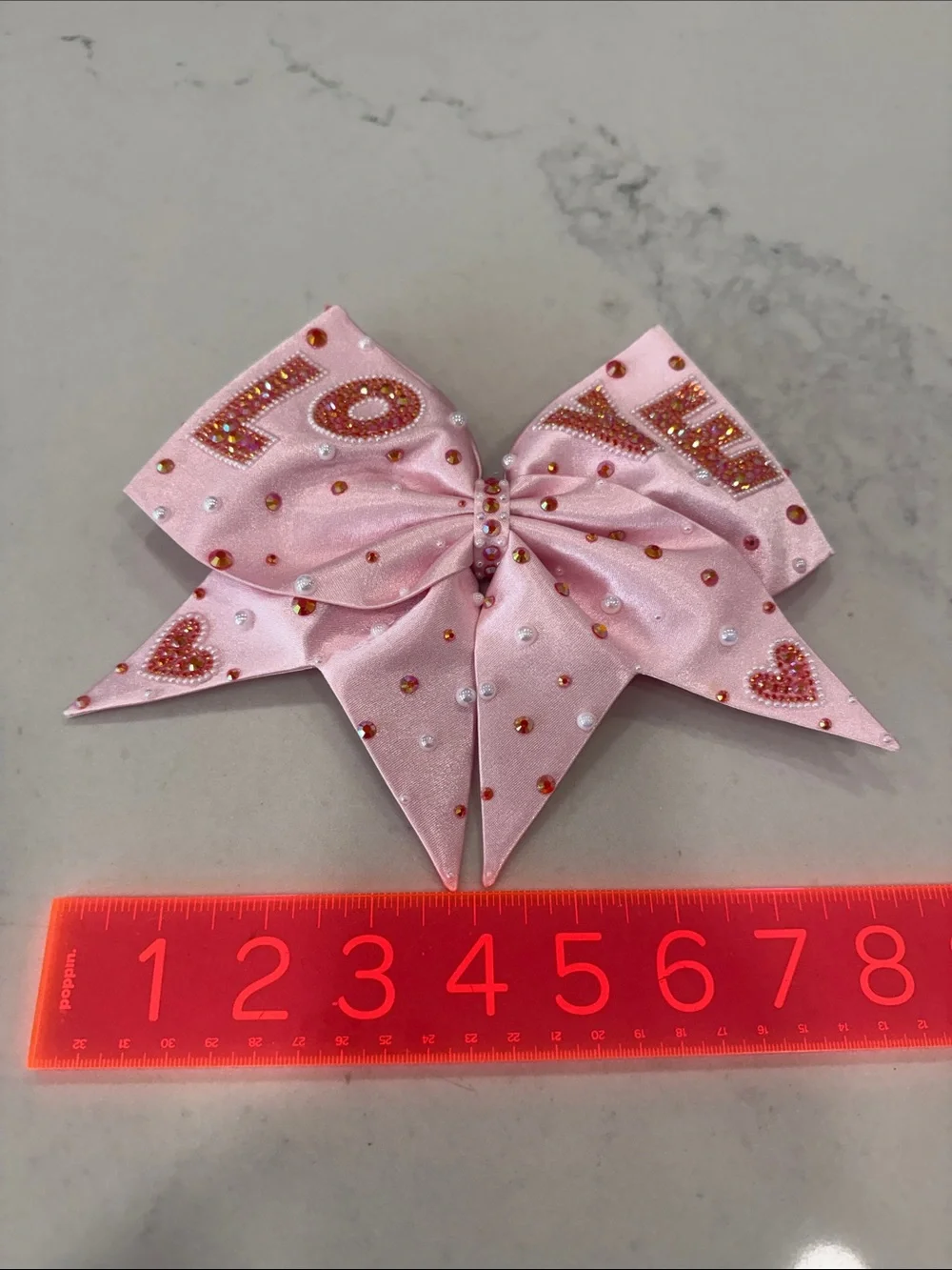 Pink Bows of London Cheer Bow with 'LOVE' Rhinestones